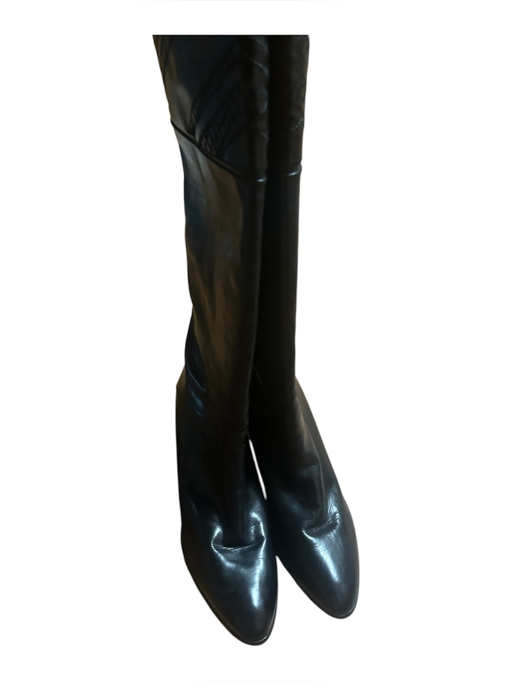 Vintage Joan & David Black Leather Mid-Calf Heeled Boots